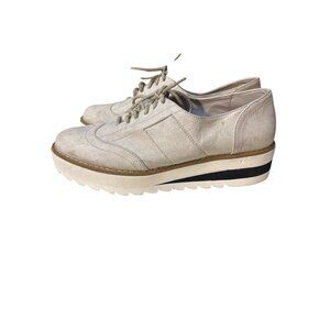 Steve Madden Andria Womens Beige Lace-Up Platform Oxfords Size 9.5M